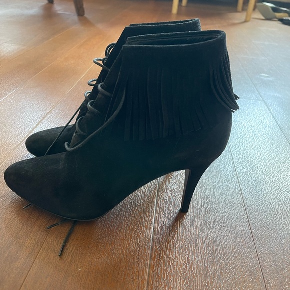 NWTO Saint Laurent black suede ankle boot size 37.5 - Picture 2 of 5